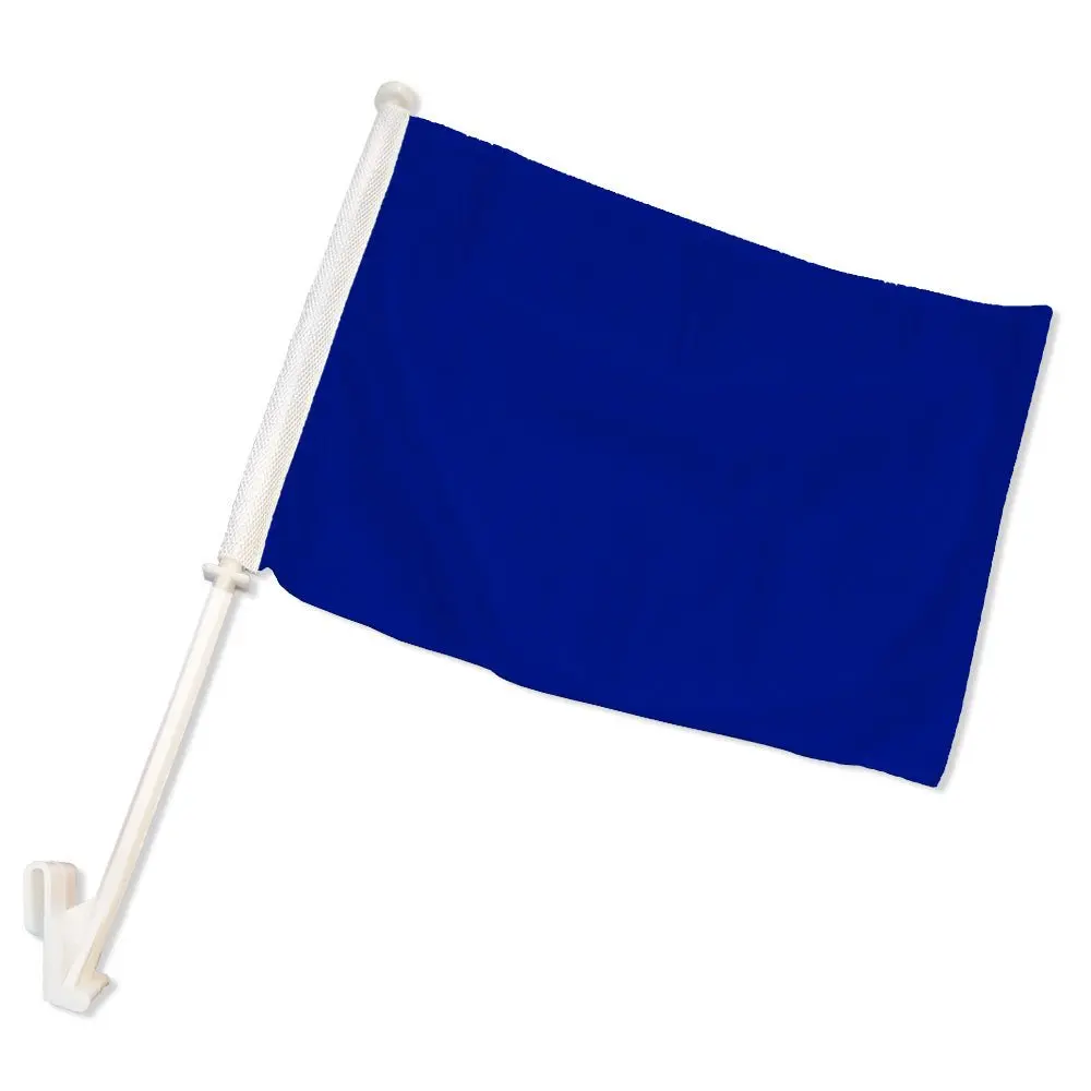 Flags Importer Car Compatible Blue Solid Polyester Double-Sided Clip-On Mount Window Flag, Automotive Interior Decoration Accessory, Car Compatible Flags
