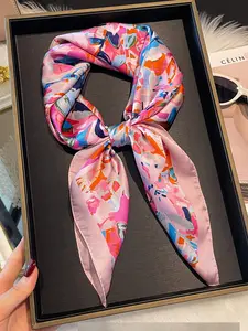 Women's Breathable Multifunctional Scarf Headband, Casual Style Thin Woven Fabric Accessory for All Seasons, Elegant Hair Wrap, Casual Soft Scarf, Floral Pattern, Square Scarf
