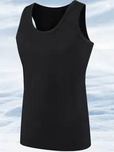 Men's Ice-Cool Quick-Dry Ribbed Vest, Breathable Sweat-Absorbing U-Neck Sleeveless T-Shirt, Basic Layering Top for Men