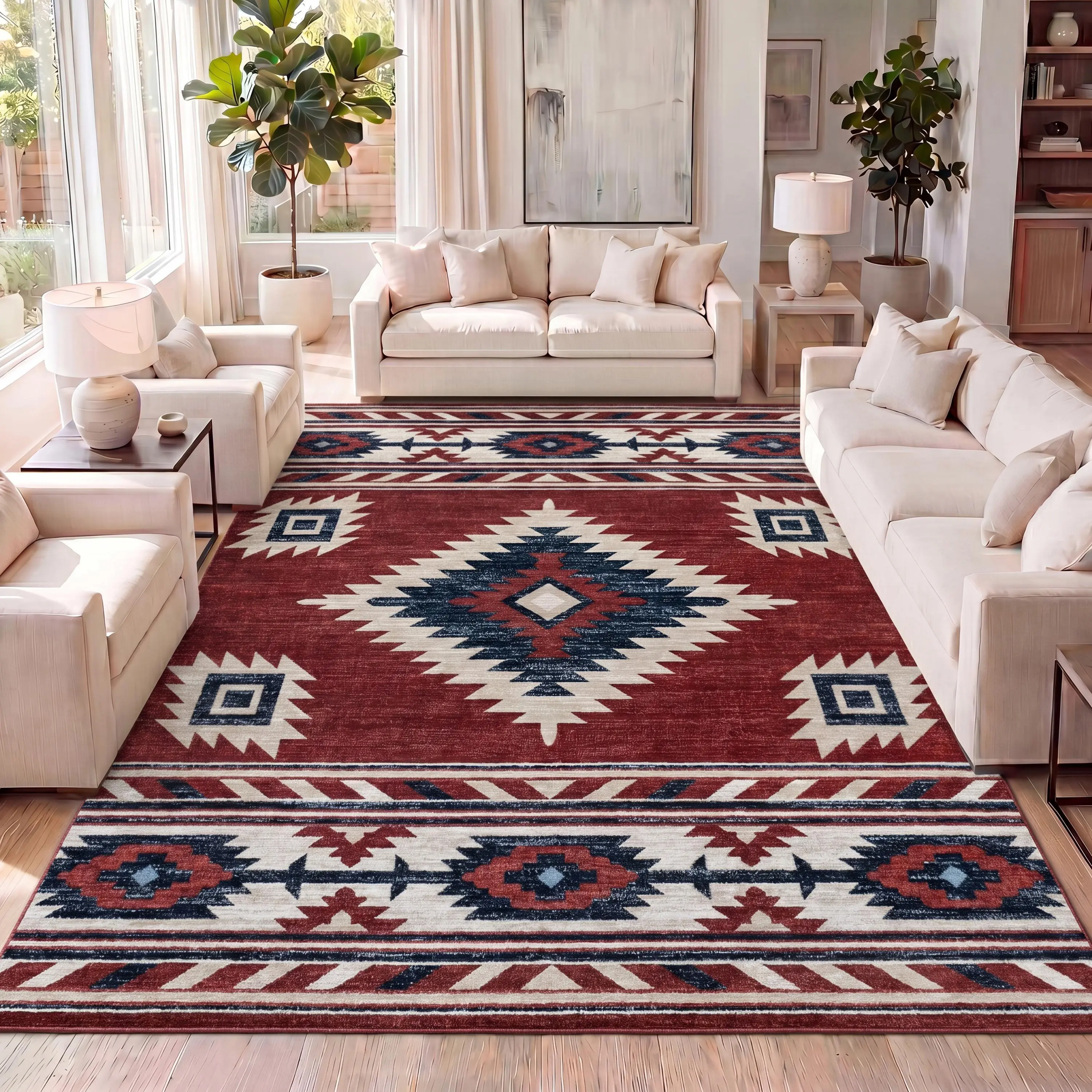 JONATHAN Y Serape Medallion Southwestern Indoor Area Rug; for Living Room, Kitchen, Bedroom, Dining Room, Office