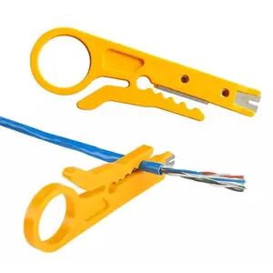 2PCS Small yellow knife wire cutter, wire stripping pliers, wire cutting tool, simple wire stripping knife, wire and network cable crimping pliers