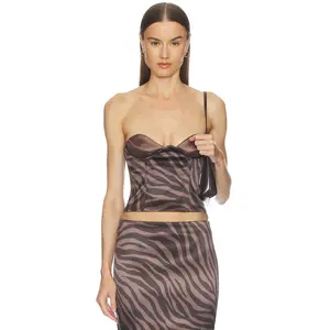 Camila Coelho Selena Top in Brown Zebra