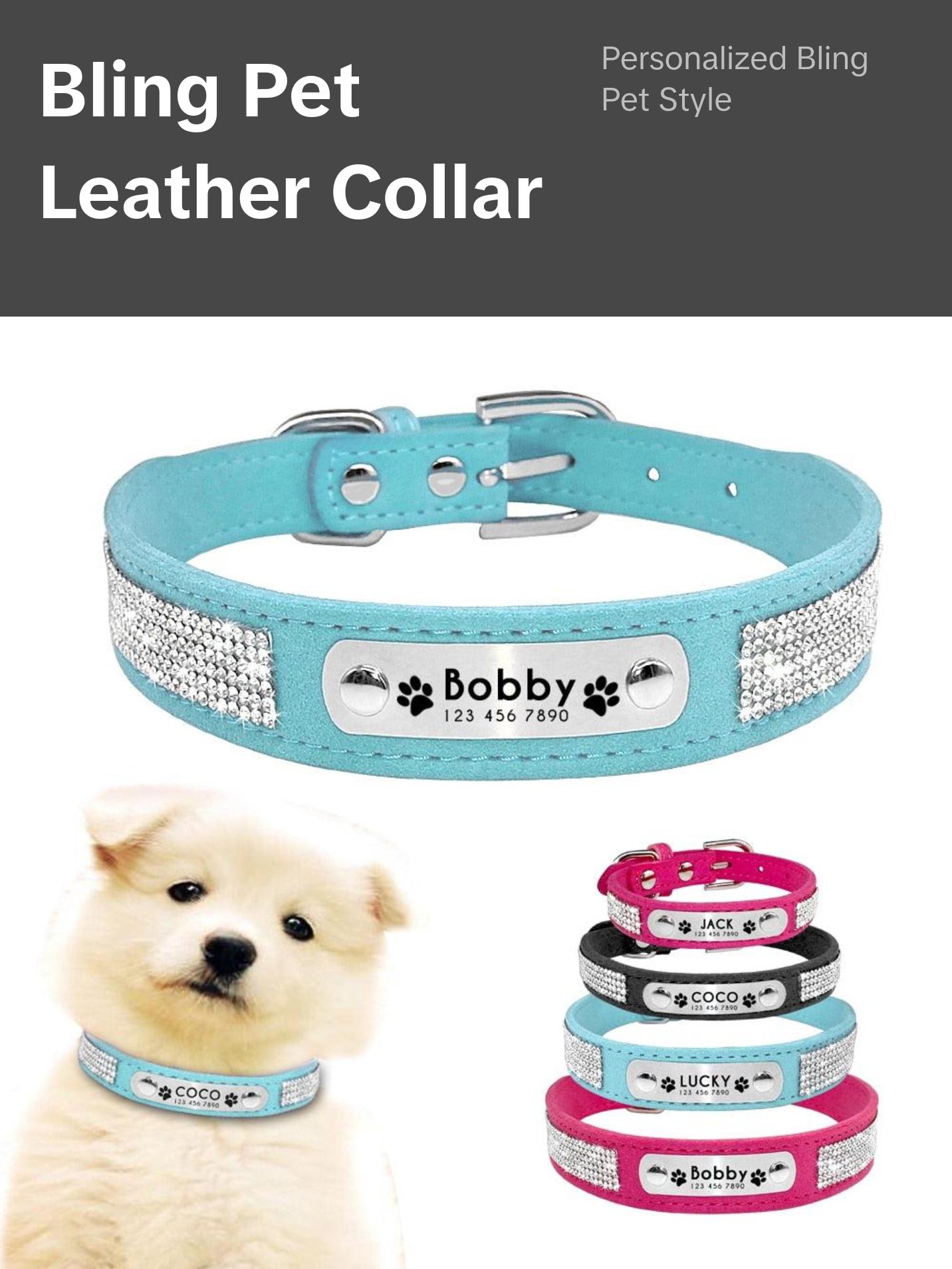 Bling Rhinestone Dog Collar Suede Leather