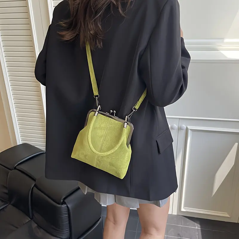 Vintage Crossbody Bag for Women - Small Square Wallet with Double Clasp Closure