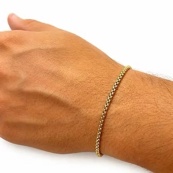 Men’s Premium Thin Box Chain Bracelet, Fashion Jewelry Bracelets for Daily Wear