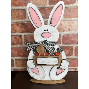 Easter Bunny Shelf Decor Easter Bunny holding basket of Carrots Mantle Decor Bunny Decor Easter Bunny Decor