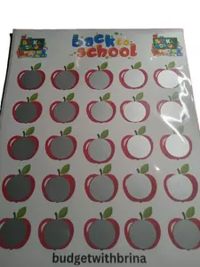 Budgetwithbrina Back to School Savings Scratch-Off Challenge - Apples with Gray Slots for Savings Fun