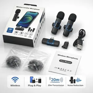 Wireless Lavalier Microphone for iPhone & Android, Dual Clip-On Mic, Plug & Play, Clear Audio for TikTok, Video Recording, Interview & Live Streaming