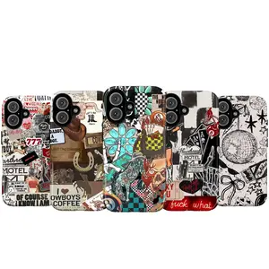 Retro Western Collage Vintage Cowboy Lucky 777 Heartbreak Motel Wild West Desert Vibes Art Trendy Tough Phone Case. Edgy Aesthetic Heavy Duty Shockproof Protective Smartphone Cover for iPhone 17 Pro Max 16 Air 15 14 13 12 11.