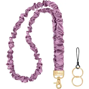 Hovmwey Scrunchie Teacher Lanyards for ID Badges Keys, Long Neck Key Lanyard Straps for Women Card Holder Keychain Wallet