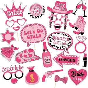 24pcs Western Cowboy Themed Party Supplies And Props, Party Favor, Hats, Accessories For Photo Shoot - For Texas Theme Birthday Party Decorations And Wild West Photography, Including Pink Bachelorette Party Decorations,Christmas