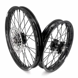 KKE 19/16 in. Upgraded Wheels Rims for SurRon Light Bee X 2019-2025 6082-T6 Aluminum CNC Hub, 7050-T6 Gloss Black Rims, High-Quality Spokes, DOT Approved