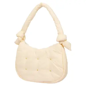 MINISO Cloud Bag soft padded mini underarm purse, lightweight fluffy casual handbag for women for daily travel and dating