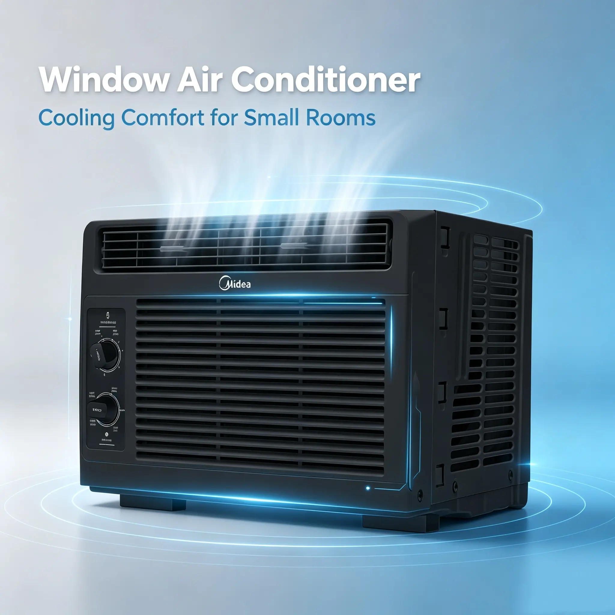 Midea Window Air Conditioner (Like New), 5000 BTU 110V Corded Plug AC, Manual Dial Control, High Efficiency Cooling for 150 Sq. Ft Bedroom, Easy Installation & Washable Filter