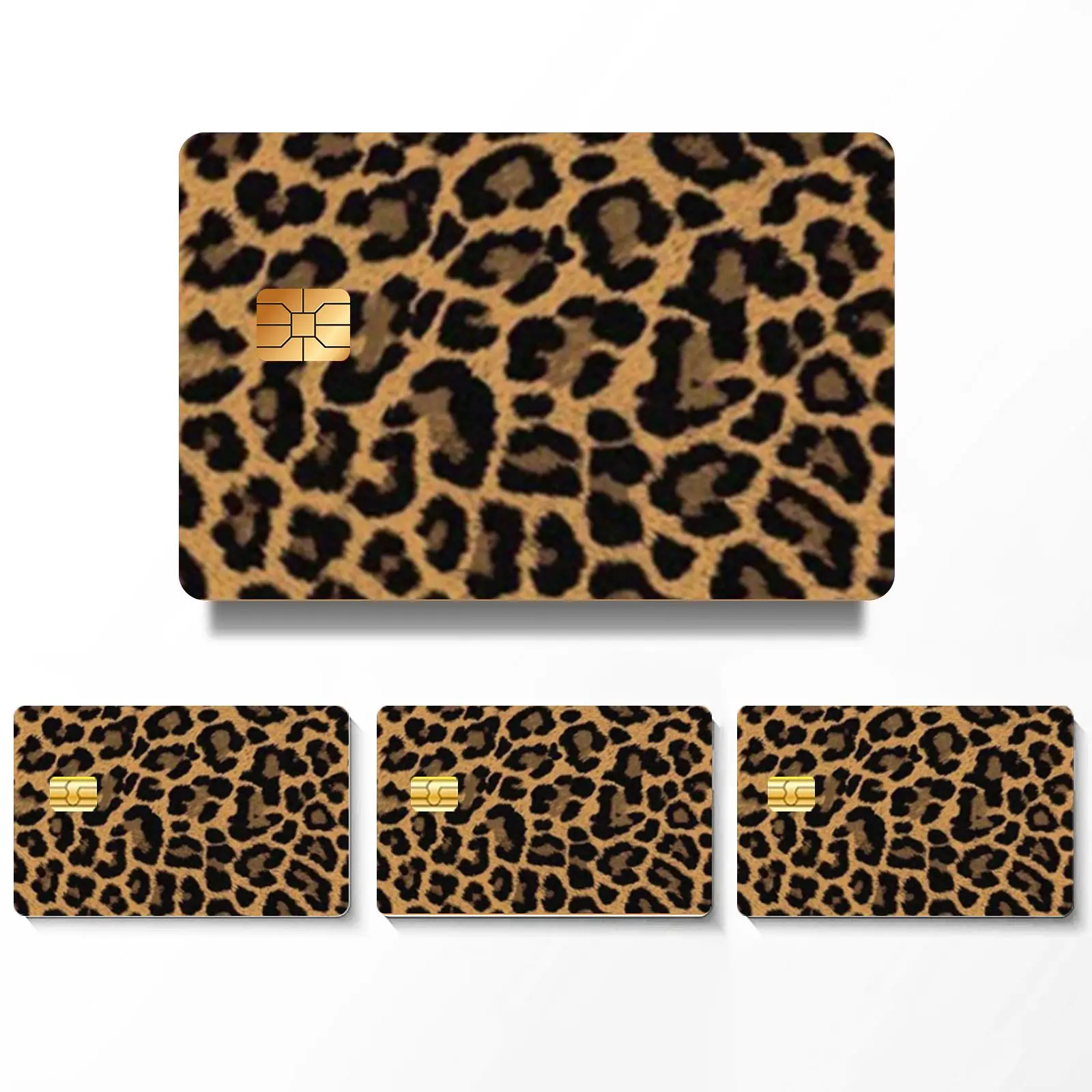 Leopard Pattern Credit Card Skin Sticker, 4 Counts/set Thin Waterproof & Scratch Resistant Custom Credit Card Skin Sticker, DIY Decal Film, Personaliz