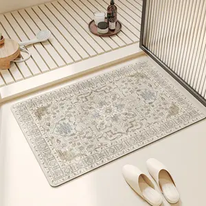 Mecko Heavy Duty Non-Slip Door Mat, Retro Super Absorbent Quick Dry Stain Resistant 16*24,20*32,24*36 Inch Waterproof Entryway Rug, Heavy Duty Indoor/Outdoor Floor Mat for Home, Kitchen, Patio,Beige