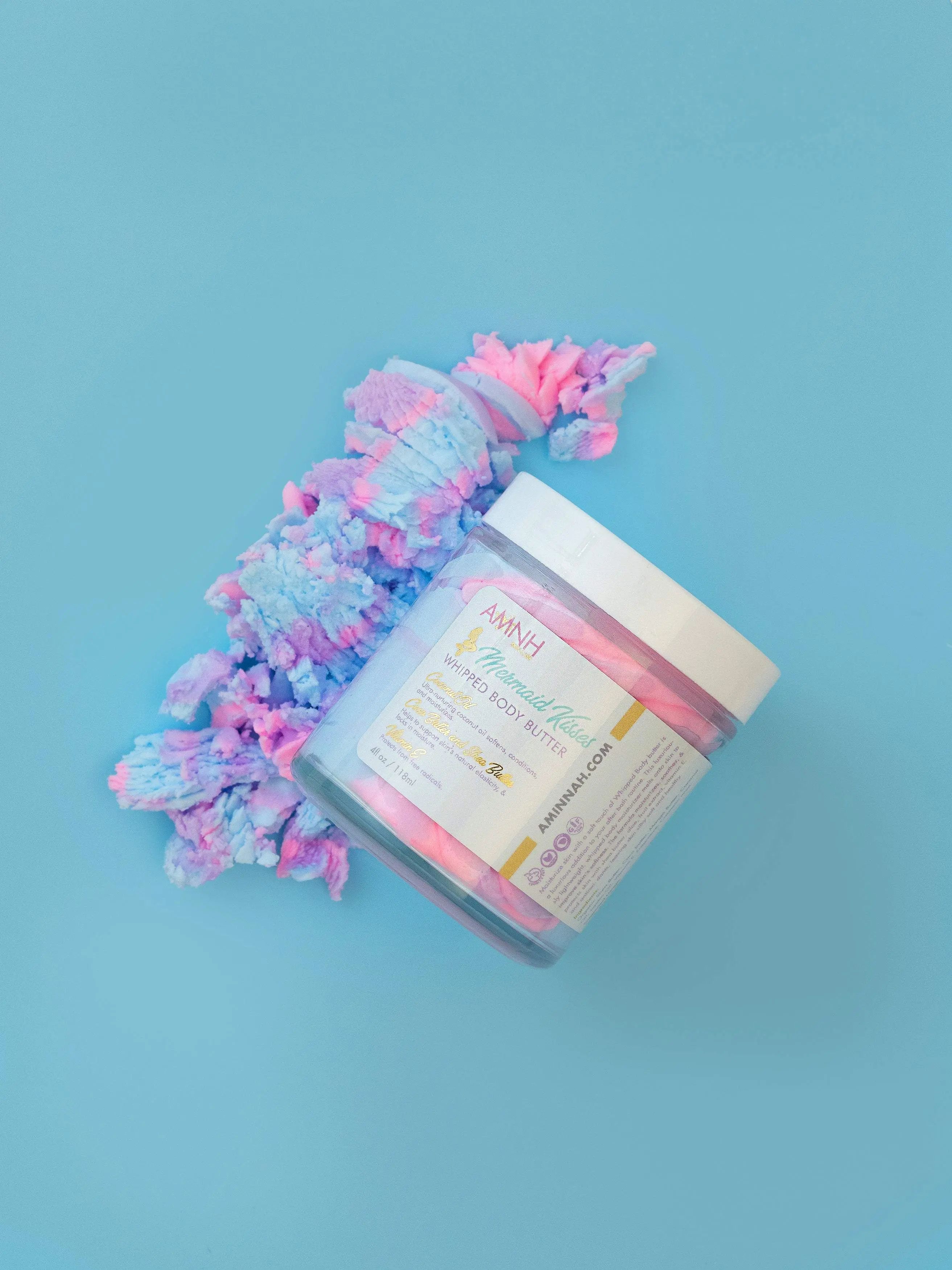 Mermaid Kisses Whipped Body Butter, Hydrating Alcohol-Free Body Moisturizer with Shea & Mango Butter, Clean Ocean Scent with Cosmetic Mica