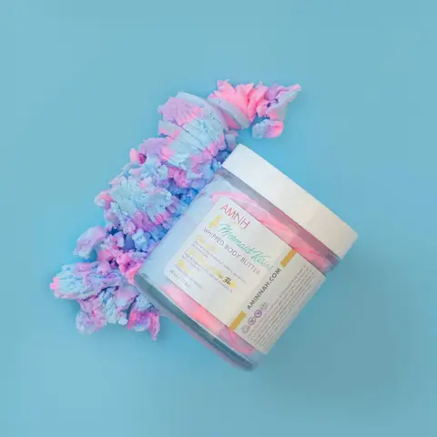 Mermaid Kisses Whipped Body Butter, Hydrating Alcohol-Free Body Moisturizer with Shea & Mango Butter, Clean Ocean Scent with Cosmetic Mica
