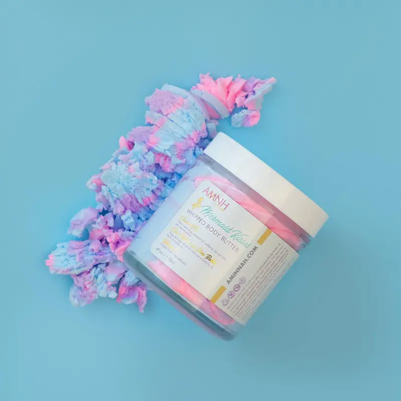 Mermaid Kisses Whipped Body Butter, Hydrating Alcohol-Free Body Moisturizer with Shea & Mango Butter, Clean Ocean Scent with Cosmetic Mica