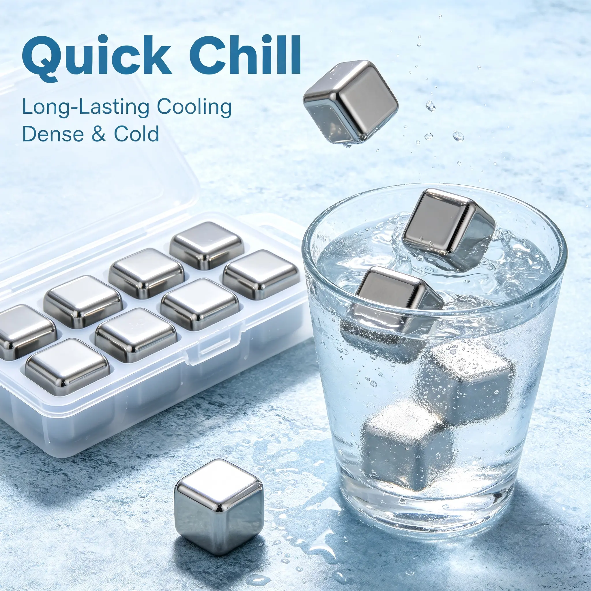 6/8-Pack Food Grade Stainless Steel Whiskey Stones, Safe Reusable Ice Cubes, Non-Toxic Eco-Friendly No Water Dilution, Sturdy Durable Drink Chilling Stones, Boxed Father’s Day Gift for Bourbon, Scotch, Gin