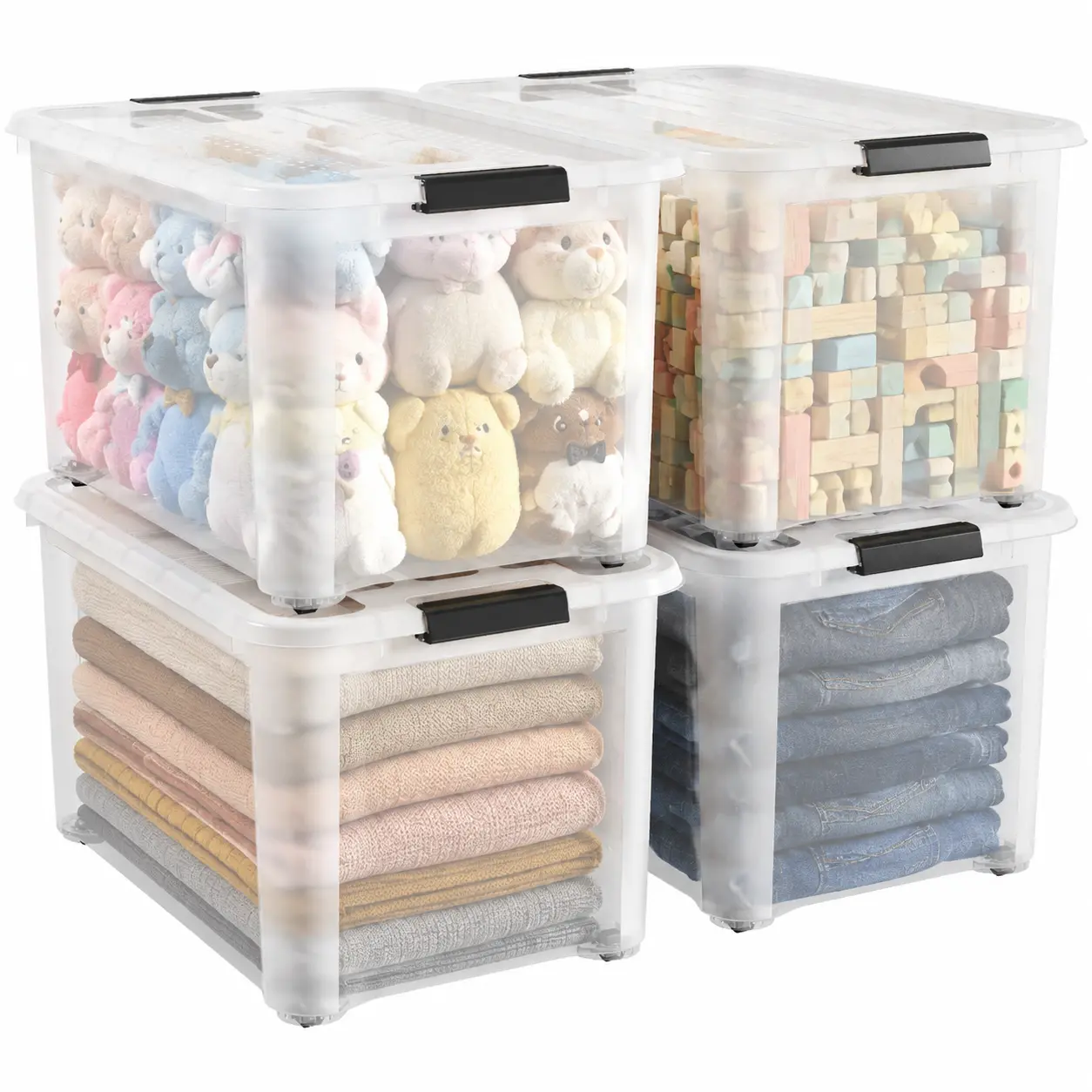 Lifewit Clear Storage Bins with Lids & Wheels, Large Plastic Storage Boxes for Clothes, Closet, Bedroom & Home Organization