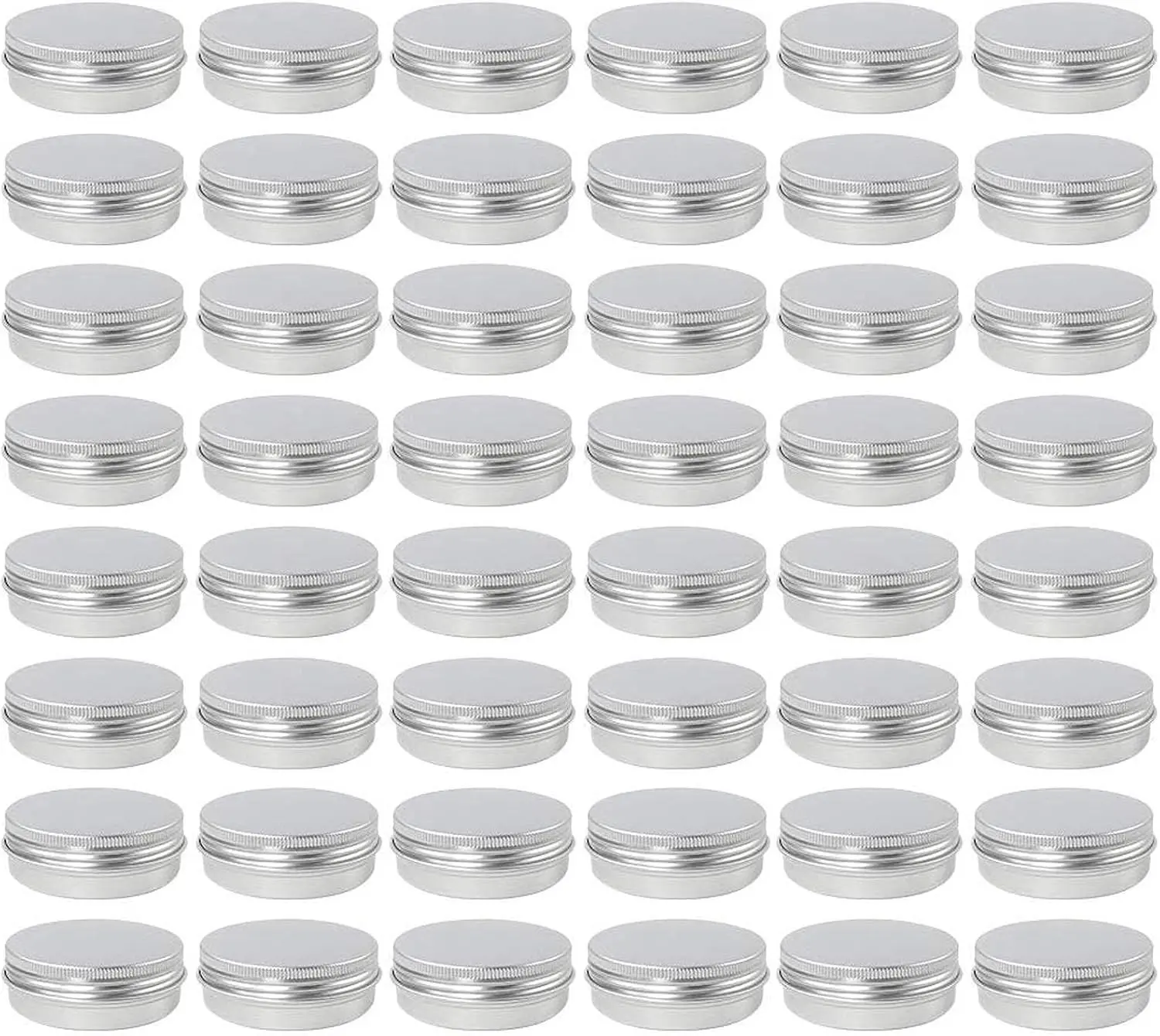 48 Pack 2 Oz Metal Round Tins Aluminum Tin Cans Containers with Screw Lid for Salve, Spices or Candies