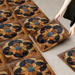 10 pieces of self-adhesive PVC floor stickers, Floral Pattern Sticker, thickened wear-resistant waterproof leather floor stickers, suitable for bedroom, kitchen, living room, balcony, bathroom and other floor decoration a
