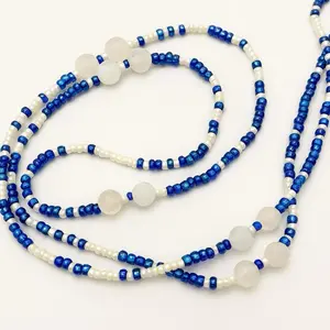 Ocean Energy Waistbeads - Blue & White Beaded Waist Accessory for Stylish Comfort