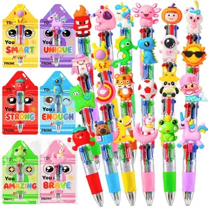 24 Sets End of Year Student Gifts from Teacher 4-in-1 Multicolor Cute Retractable Ballpoint Pens with Crayon Cards for  Party Gifts Summer Graduation School Classroom  Favor
