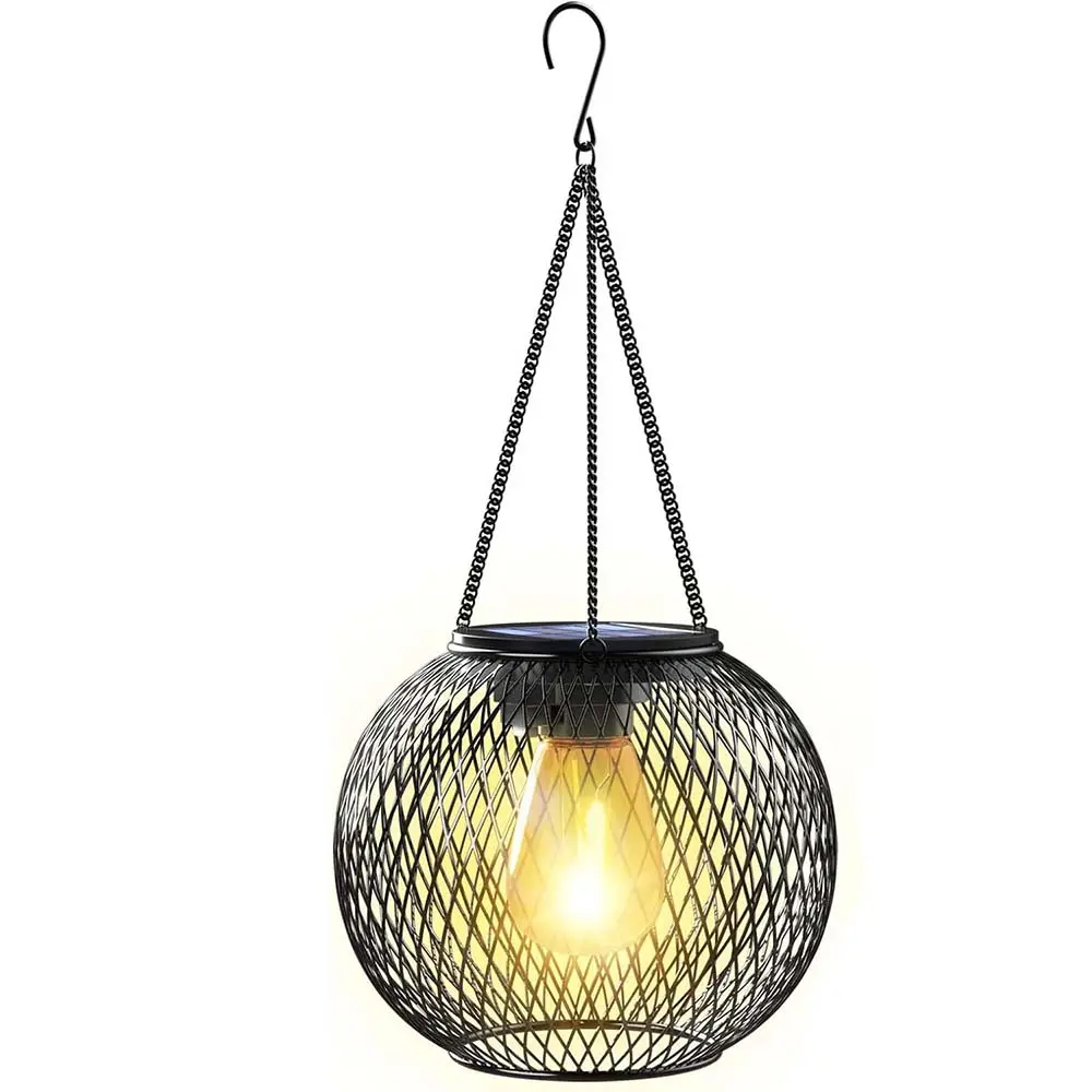 Upgraded IP65 Waterproof Solar Metal Lantern - Easy-Installation Outdoor Hanging Decorative Lighting for Garden, Patio Decoration