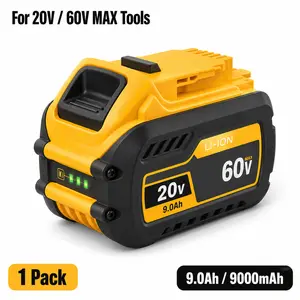DeWalt DCB609 20V/60V MAX 9.0Ah High-Capacity Lithium-Ion Replacement Battery & Fast Charger Combo with Upgraded LED Fuel Gauge for Power Tools