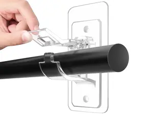 10-Pack No Drill Needed Curtain Rod Holders Brackets, Self Adhesive Rod Holder Hooks, Multipurpose Nail Free Stick on Curtain Rod Hooks Decor Bathroom