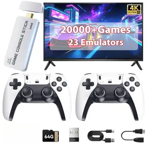 Wireless Retro Game Console Built-in 20000+ Games and 23 Emulators, 2025 New Plug & Play Retro Gaming Console with 4K Output & Dual 2.4G Controllers, Games Nostalgic Stick (64GB)