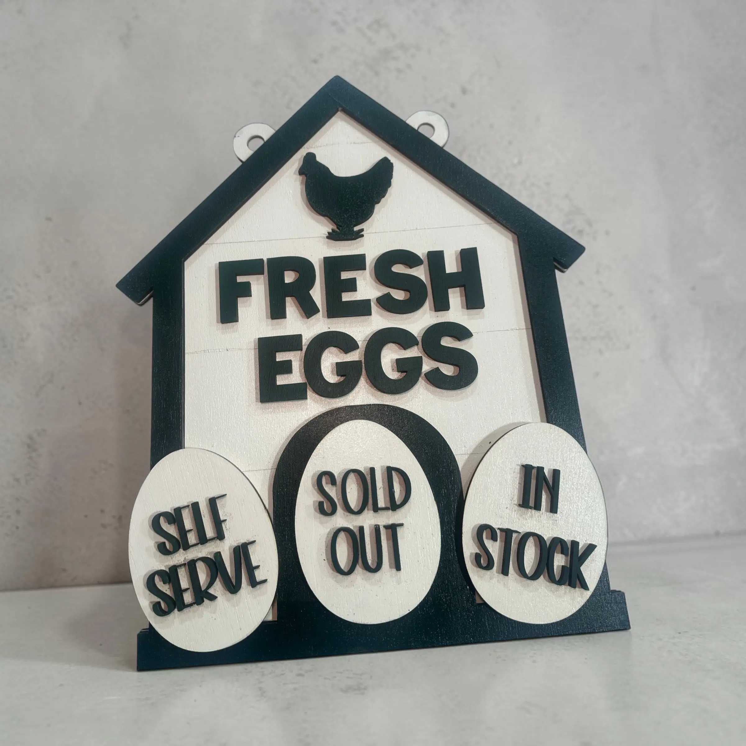 Double Sided Farm Eggs Sign with Magnetic Interchangeable Tags | Fresh Eggs Stand Sign