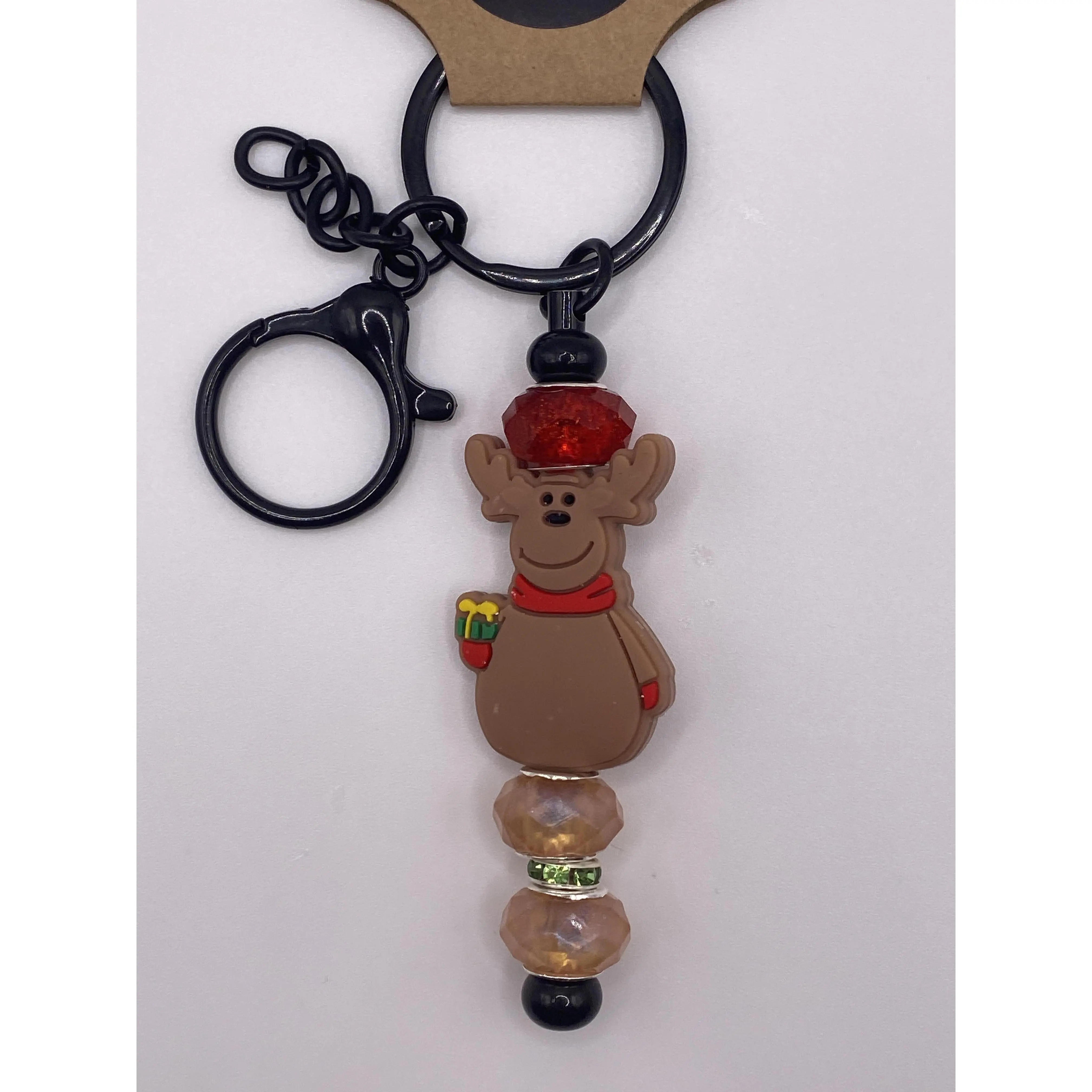 Christmas Beaded Keychain-Reindeer