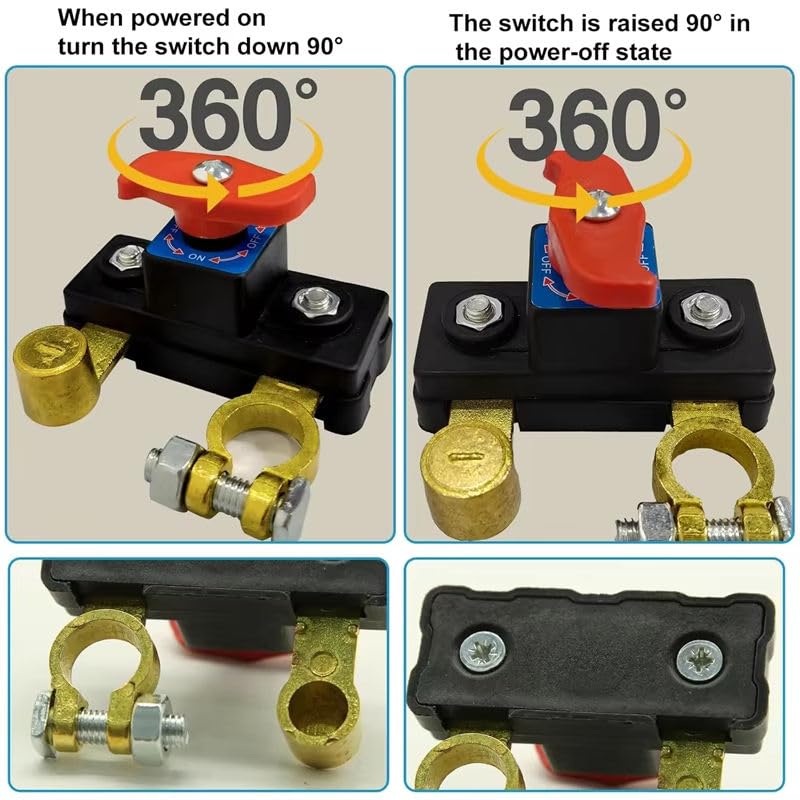 VAYWET Car Battery Power Cut-Off Switch Breaker, 12V/24V Universal Top Post Battery Quick Disconnect, Pure Copper Stable Transmission High Conductivity Disconnect Isolator Automatic Manual Circuit Leak Protector Flame-Retardant Cover for Car Truck Boat Rv VAYWET Car Battery Power Cut-Off Switch Breaker, 12V/24V Universal Top Post Battery Quick Disconnect, Pure Copper Stable Transmission High Conductivity Disconnect Isolator Automatic Manual Circuit Leak Protector Flame-Retardant Cover for Car Truck Boat Rv