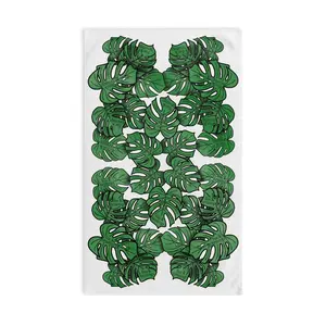 Slightly Subtle Tropical Monstera White Hand Towel, Botanical Kitchen Bathroom Decor, Leafy Print Towel, Gift for Plant Lovers, Political Gag Gift