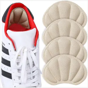 Back of Heel Cushion Inserts, Mesh Grips Pads for Boots, Loose Shoes Too Big, Reusable Adhesive Heel Guards Liners for Women Men, Improve Shoe Fit, 4PCS-Beige