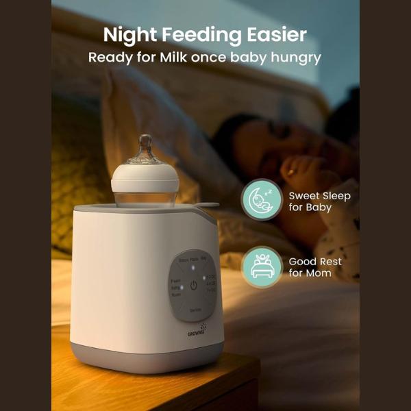 GROWNSY Bottle Warmer,  Baby Botle Warmer Fast for Breastmilk & Formula, Accurate Temperature Control, Milk Warmer for All Bottles with Thaw, Sterilizing, Keep Warm, Heat Food，Mom's Best Choice