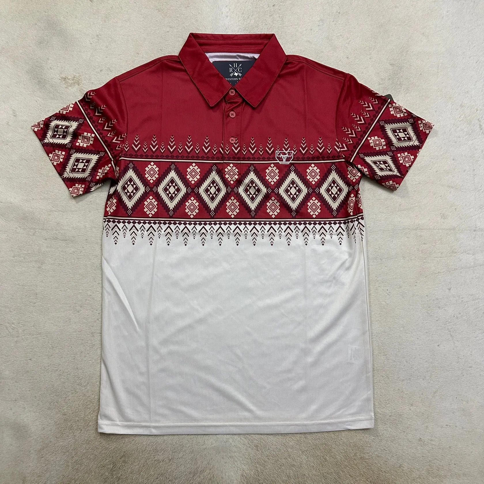 Henry Modern Fit Performance Fabric Aztec Polo Men’s Performance Polo Shirt Menswear Top Outdoor Polyester Casual Fabric