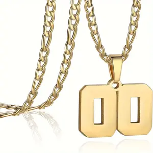 2026 New 00-99 Number Pendant Necklace | Unisex | Cuban Link | Hip-Hop Style | Fashion Jewelry | Perfect Gift | Waterproof & Corrosion-Resistant Material Golden Plated Basketball Pendant Necklace