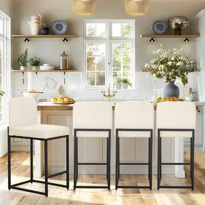 PHI VILLA Bar Stools Set of 2 or 4, Counter Height Chairs, Kitchen Stools for Island, 24 Inch Barstools with Back