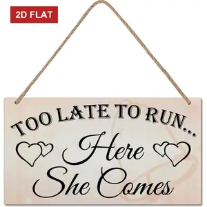 Here Comes the Bride Sign for Wedding - Too Late to Run Here She Comes - Daddy Here Comes Mommy Wedding Sign 3.93x7.87 inch