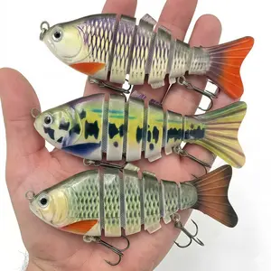 3PCS Easy Catch 6-Segment Real Swimming Lures 10cm 16g, ABS Hard Bait with 3D Simulated Eyes, Ultra Sharp Treble Hooks for Bass Trout Walleye Freshwater Fishingt, Walleye, Crappie, Pike