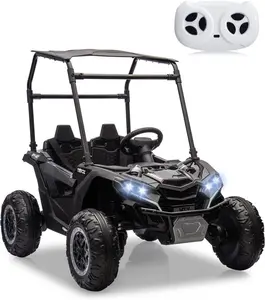 GAOMON Black 24V 2 Seater Ride On Electric Car For Kids With Remote Control Bluetooth Led Lights Music Usb And Large Tread Wheels Black