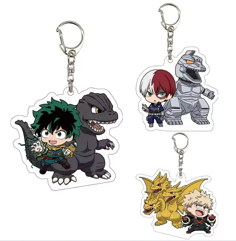 My Hero Academia Godzilla Collab Shoto Todoroki Katsuki Bakugo Izuku Midoriya Ochaco Uraraka Chibi anime Acrylic keychain gift