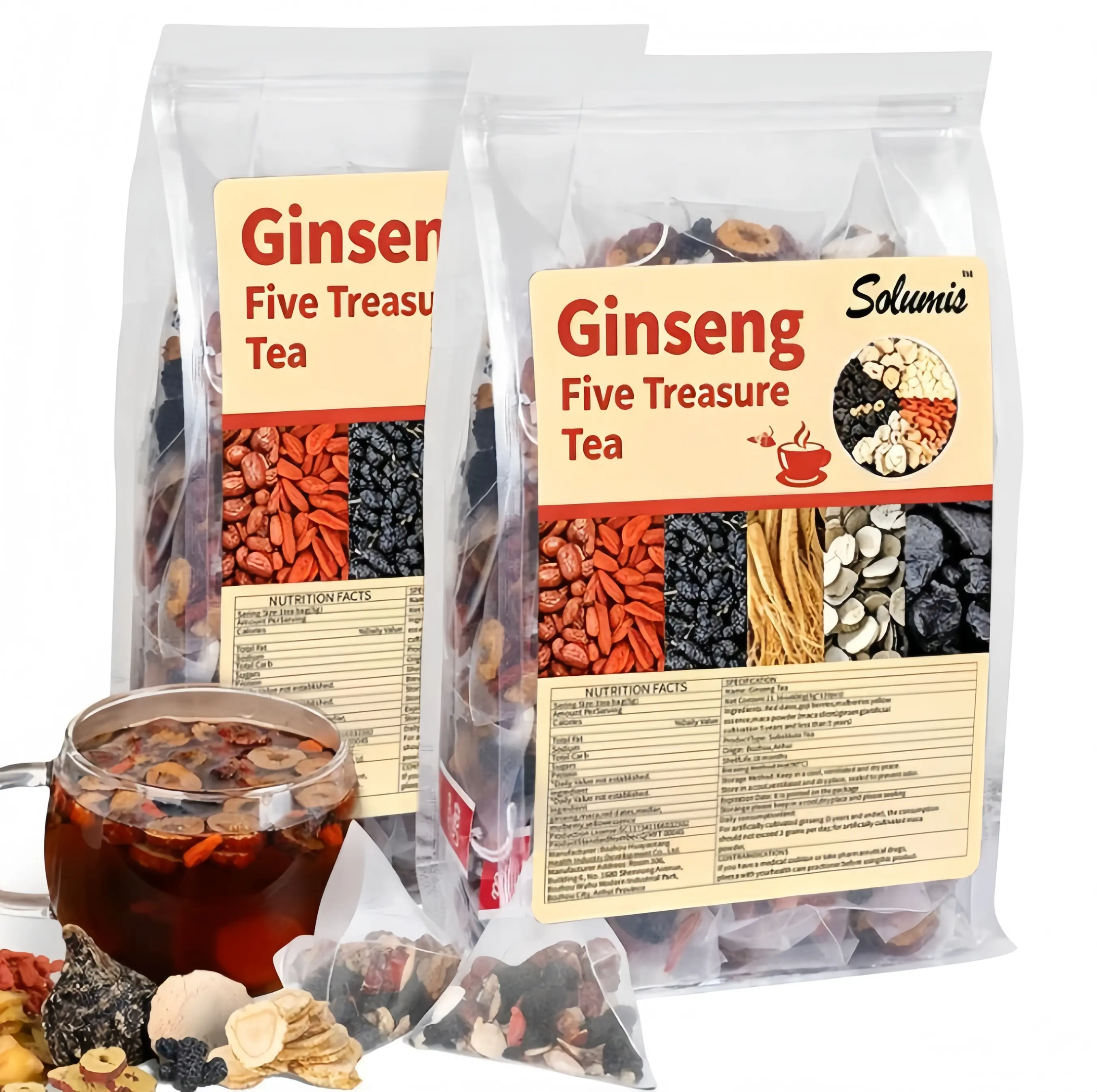 Certified Organic Traditional Ginseng Kidney Support Herbal Blend Health Tea Beverage for Adults, 120-Bag Value Pack, 24-Month Shelf Life