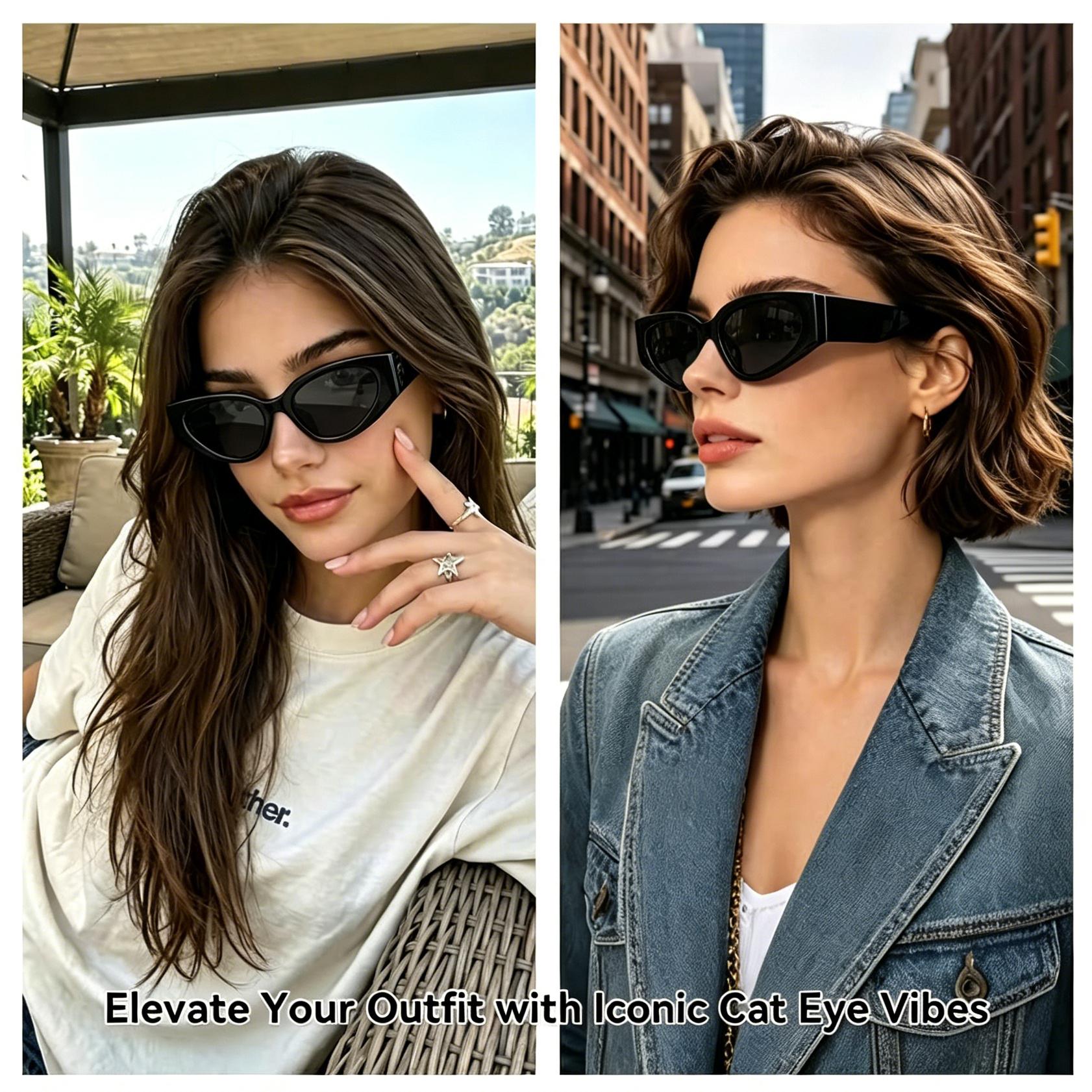 Exquisite Retro Cat Eye Sunglasses Womens Cute Oval Cateye Sun Glasses for Ladies-Trendy Classic Shades UV400 Protection