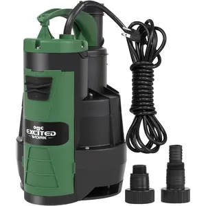 Sump Pump, 1HP 3500GPH/Dirty Pump with-in Float Switch and Handle for for Pool, Pond,, Flooded Cellar, Aquarium and Irrigation (Green)