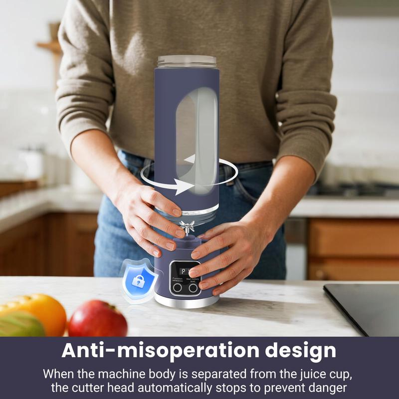 Portable Electric Blender Cup 23.67 oz USB Rechargeable 12 Blades LCD Display One-Button Control for Smoothies Juices Leak Proof Kitchen Tool Christmas Gift